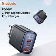 麥多多 三口數顯快充充電器cca多口快充充電器 歐規30w