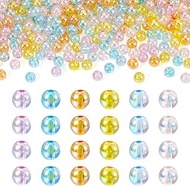 300Pcs 8mm Acrylic Round Beads AB Color Round Spacer Beads Plastic Bubble Gum Bead with Hole Chunky 