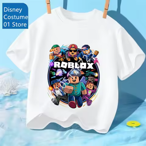 Roblox Colorful Avatar Printed Kids T Shirt for Boys and Girls Soft Casual Short Sleeve Tee Children