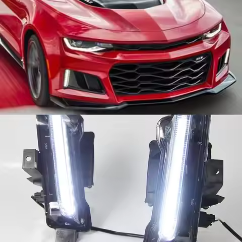 2PCS Car LED DRL Fog Lights Daytime Running Light For Chevy Camaro ZL1 RS 1LT 2016 2017 2018 2019 wi
