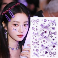 AUGUSTINA Face Gem Sticker, Waterproof Bowknot 3D Rhinestone Sticker, Unique Shiny Self-adhesive Y2K