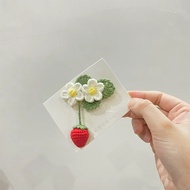 MZB 1 Piece Finished Product Crochet Strawberry Flow Hair Clip Strawberry Flower Hair Clip Cute Lady