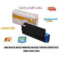 OKI B432/B512/MB492 BLACK TONER 45807112 (OKI C512 12K)