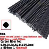 Carbon Fiber Rod 0.8/1.0/1.3/1.5/2.0/3.0/4.0/5.0/6.0mm Diameter x 1000mm (L) (Optional) CFR-N