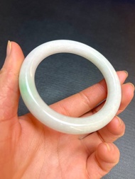 冰種 天然翡翠 緬甸 A玉 玉鐲 • 白底青翡翠圓鐲