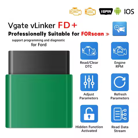 Vgate vLinker FD+ V2.2 ELM327 BT4.0/ BT3.0 FORScan OBD2 Car Diagnostic Tools OBD 2 Scanner J2534 PK 