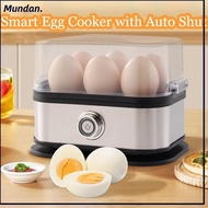 MUNDAN Eggs Boiler, 200W Power 6 Eggs Capacity Smart Egg Cooker, Multi Functional Space Saving Stain