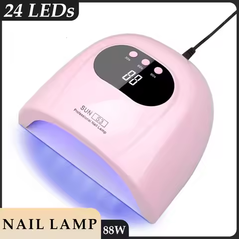 88W UV LED Nail Lamp 24 LEDs Nail Dryer for Nails Gel with 3 Timer Settings Professional UV Cabin Ma