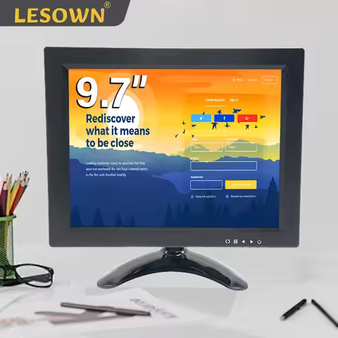 LESOWN 9.7 inch Monitor 1024X768 Resolution VGA FHD Small Touch Screen 10.4 Industrial Secondary Dis