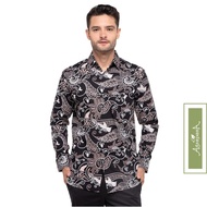 Agrapana Long Sleeve Batik Shirt Black Color Size XL for Men