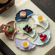 New Chinese Ceramic Refreshment Plate Fruit Plate Household Living Room Snacks Nut Plate Retro Zen S