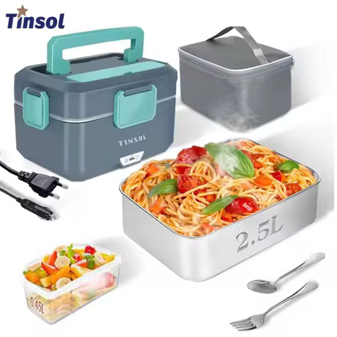 TINSOL New 3.5L Electric Heated Lunch Box No Water Refillable Food Heated Lunch Box Car Work Lunch H