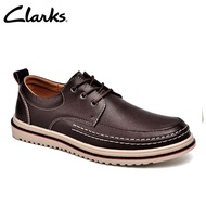 Clarks_ของสะสม Cambro Step Lace รองเท้าสลิปออนหนังสีน้ำตาลเข้มลำลองสำหรับผู้ชาย