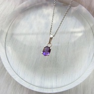 紫水晶925純銀爪鑲項鍊 尼泊爾手工銀飾