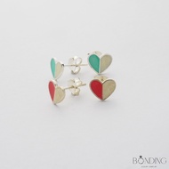 BONDING Red Turquoise Heart 925 Silver Stud Earrings ET1ET2