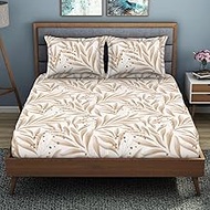 WELSPUN Plycotton King Double Flat Bedsheet | Soft Feel Wrinkle Resistance | 200 Thread-Count Brown