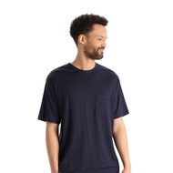 [icebreaker] Tech Lite II Men's Wool Round Neck Printed Short-Sleeved Top AD150 {Navy Blue} 0A56CK O