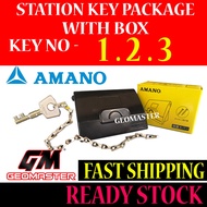 ( Package B ) Amano Station Key Watchman Clock Key With Box - Amano Key No 1,2,3