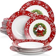 Home Office 18/36 Piece Christmas Style Porcelain Dinnerware Plate Set with Dessert Plate Soup Plate Dinner Plate Gift (Color : Onecolor, Size : 18Piece)