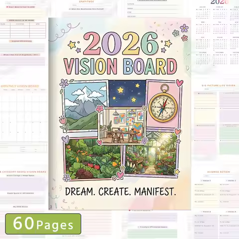 2026 Year Vision Board Planners, Wishlist Handbook, Future Planning, Wishlist Notebook