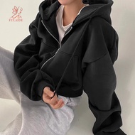 fulaide- Fall Winter Hoodie Spring Autumn Winter Jacket Women’s Autumn Spring Hooded Jacket Zip-up S