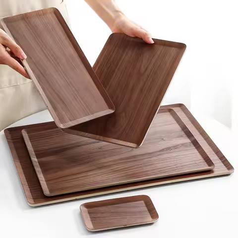 Black Walnut Wooden Tray Rectangular Pastry Cake Bread Tray Tableware Accessories Bakery Pastry Disp
