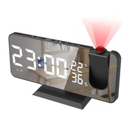 7.4“ Large Alarm Clock Bedroom FM Radio Digital Alarm Clock Mirror LED Display Projection Clock Dual Loud Smart Alarm Clock Electric Clock (Plug in) 2GQ9
