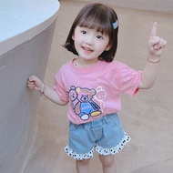 2026CT119 Pure Cotton Dropped Shoulder Children T Printed Style 90-170COD Korea COD GYT5