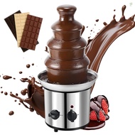 Tohs）4 Tier Electric Chocolate Fondue Fountain Machine for Parties Stainless Steel Chocolate Melt Fondue for Melts Cheese Candy Liqueur BBQ Sauce Dip Strawberries / Apple Wedges /