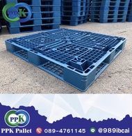 พาเลทพลาสติก สีฟ้า พาเลทมือสองสภาพดี ขนาด 110x110x12 cm. PPK Pallet พีพีเค พาเลท