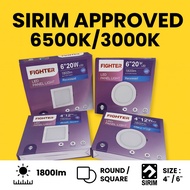 FIGHTER LED DOWNLIGHT LAMPU CEILING 4”12W | 6” 20WATT (6500K) LAMPU LED DOWN LIGHT ROUND SQUARE