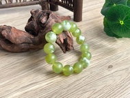 【一物一圖】天然13.5mm岫玉 青提奶蓋磨砂手鍊