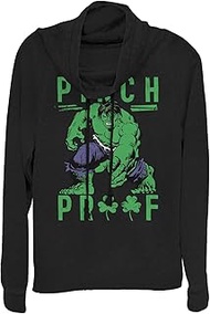 Junior's Marvel St. Patrick's Day Hulk Pinch Proof Cowl Neck Sweatshirt - Black - 2X Large