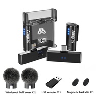 Amgras SoundGalaxy Ⅲ Pro ANC Wireless Lavalier Microphone Two receivers two microphones with Chargin