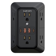 USB Wall Charger, 6 Outlet Extender with 4 USB Charging Ports 3-Sided Power Strip Multi Plug Outlets