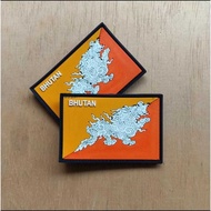 Rubber Patch Logo flag bhutan Patch for Hats with Coarse Velcro - Diameter 5x7cm