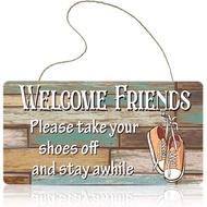 Jetec Please Take Your Shoes off Sign Wooden Printed Remove Shoe Decor Rustic Hanging Cute Signs for