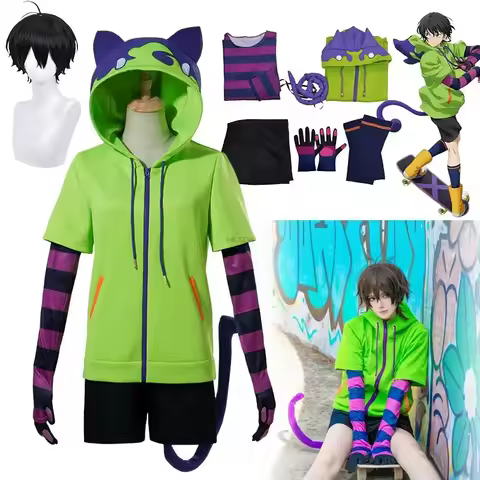 Anime Chinen Miya Cosplay Costume SK8 The Infinity Cosplay Uniform Sport Outfit Hoodie Tail Gloves W