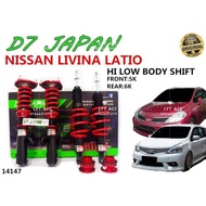 D7 Livina, Latio, SYLPHY G11 Hi Low Body Shift Adjustable Coilover Set