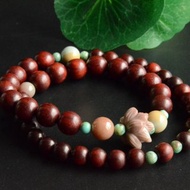 【蓮澤】天然小葉紫檀雙圈手串阿拉善蓮花