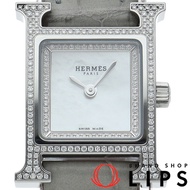 นาฬิกาผู้หญิง Hermes H Watch Mini ขอบหน้าปัดประดับเพชร หน้าปัดเปลือกหอย H Watch Mini Heuer H HH1.132