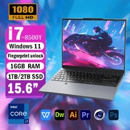 【รับประกัน 3 ปี + ซีโอดี】15.6 "Windows 11 Pro แล็ปท็อปคอมพิวเตอร์ Intel i7-8500Y 16GB RAM 1TB SSD แล