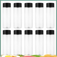 10Pcs 400Ml/13.5Oz Plastic Juice Bottle Transparent Coarse Cereals Storage Container Beverage Bottle