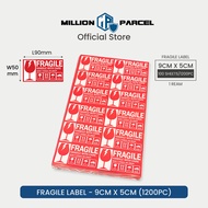MillionParcel Fragile Label 2 Size | Fragile Sticker | Handle With Care Sticker | Shipping Warning L