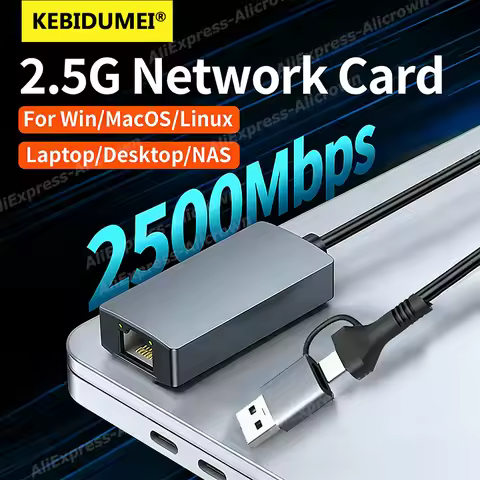 KEBIDUMEI 2500Mbps Ethernet Network Card USB3.0 Type-C To RJ45 for Windows 11 1000M/100M Gigabit Con
