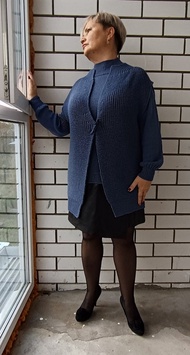 藍色美利奴羊毛女用手工針織背心