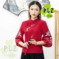 cheongsam top cheongsam blouse Plus size retro Tang suit 2024 CNY women spring and autumn new ethnic