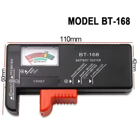 BT-168 AA/AAA/C/D/9V/1.5V batteries Universal Button Cell Battery Colour Coded Meter Indicate Volt T