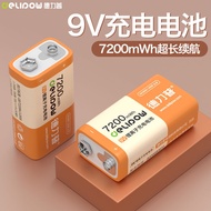 Delip 9V Lithium Battery Rechargeable Large Capacity Square Wireless Microphone Guitar Multimeter De