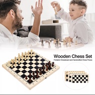 Folding Wooden Chess Board Pieces Set Board Game